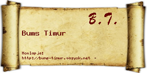 Bums Timur névjegykártya